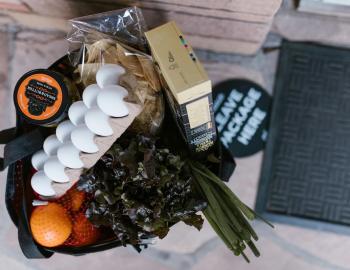 Groceries on vacation rental doorstep