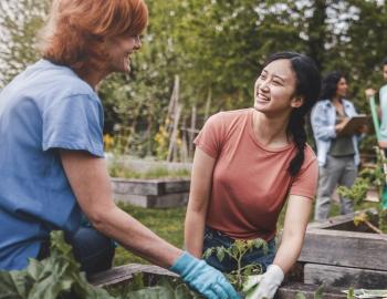 Volunteers teaching at the nature center