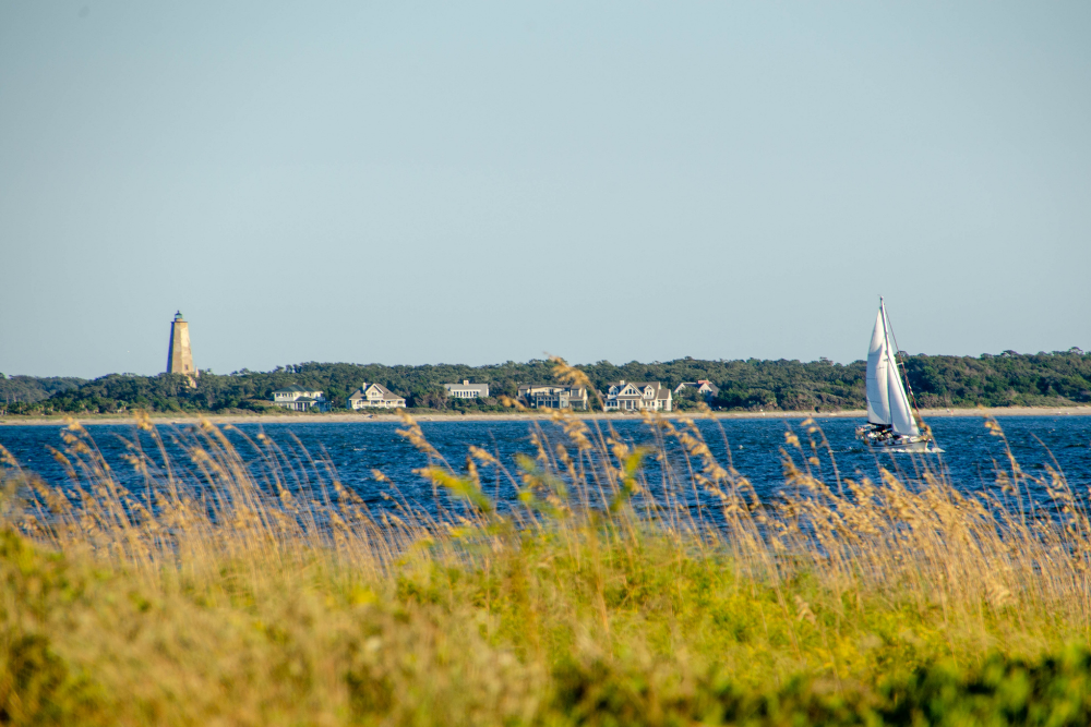 view of bald head island from water