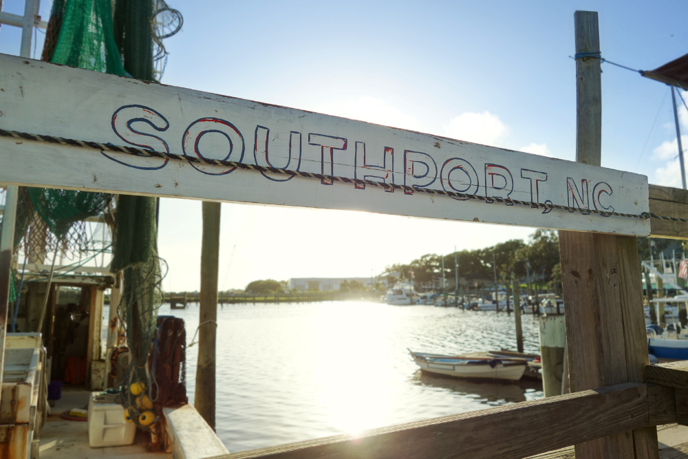 sign that says southport, nc