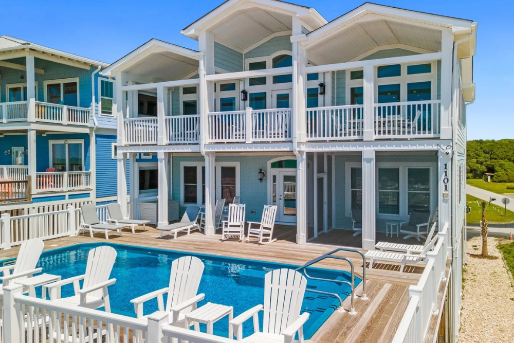 blue heaven, oceanfront vacation rental with pool on oak island, nc