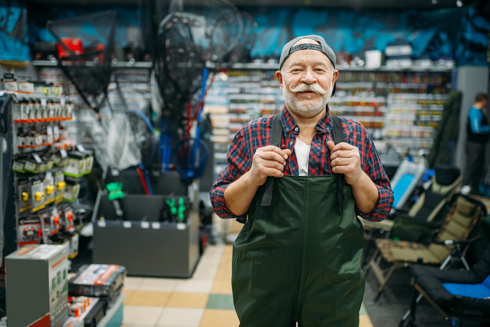 man in bait shop